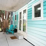 Lofted Bedroom Teal Tiny Home With Creek Views