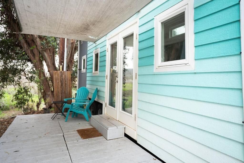 Lofted Bedroom Teal Tiny With Creek Views