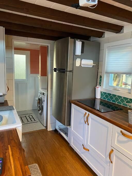 Lofted Bedroom Teal Tiny With Creek Views