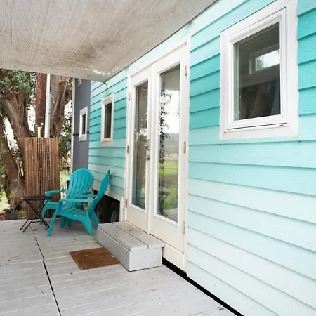Lofted Bedroom Teal Tiny With Creek Views